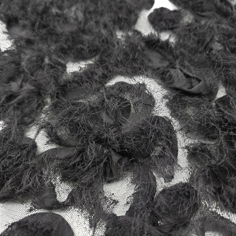 Unbranded Scarf Women OS Black Mesh 3D Floral Applique‎ Eyelash Lace Goth Wrap